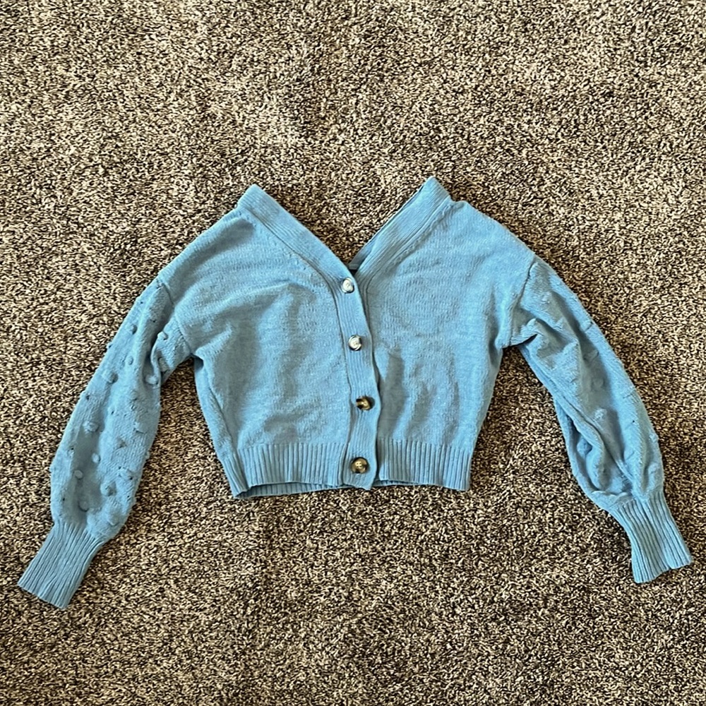 Chunky Blue Button up Swearer for Women